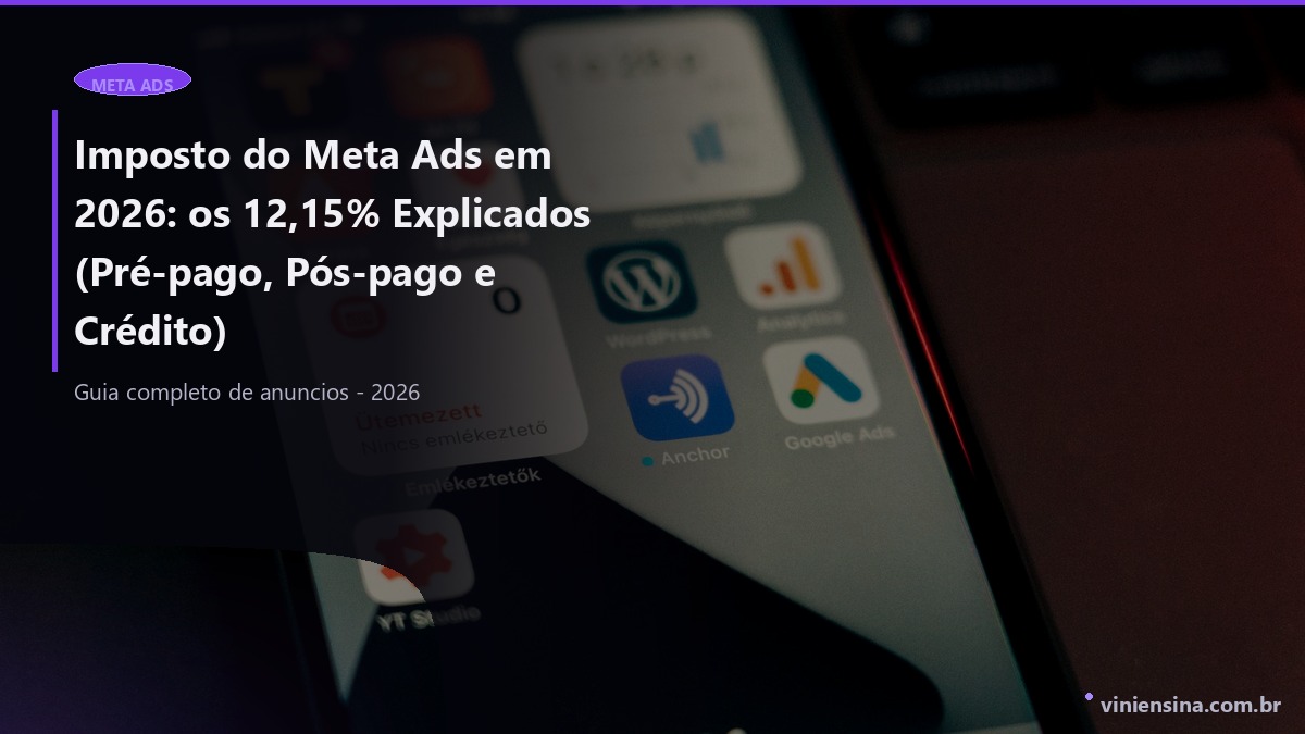 Imposto do Meta Ads em 2026: os 12,15% Explicados (Pré-pago, Pós-pago e Crédito)